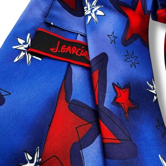 Jerry Garcia 100% Silk Star Spangled Patriotic Men's Tie, Red/White/Blue Stars - Picture 9 of 9